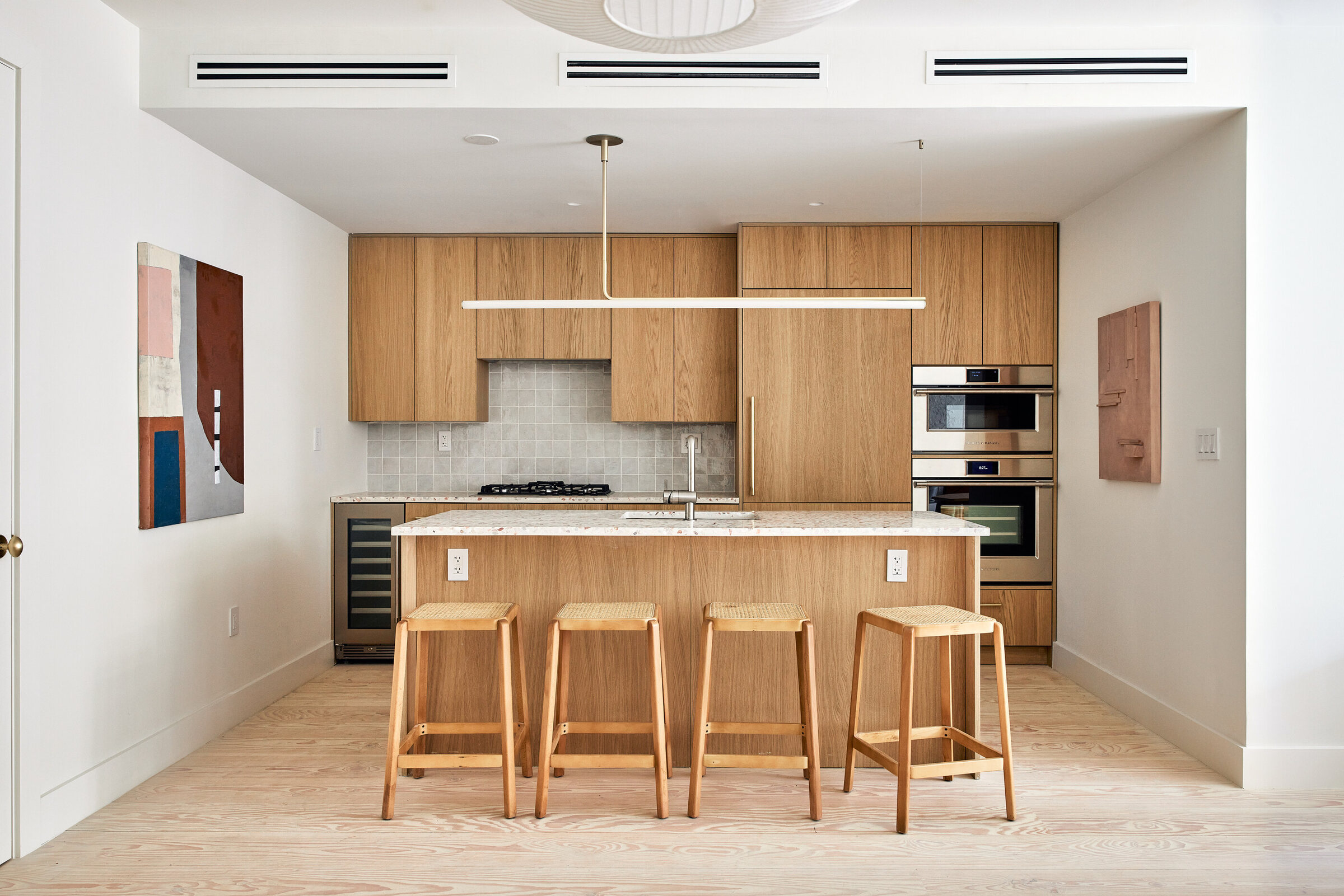 Oak kitchen with stone island at 239 President Street