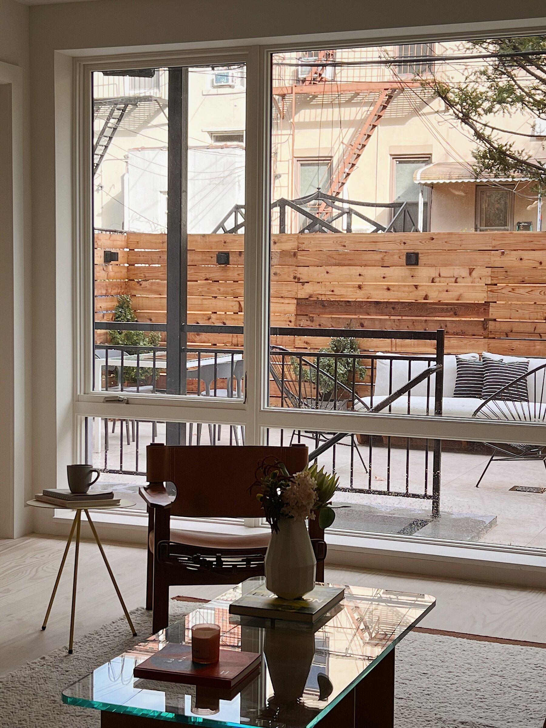 Living room opening to the terrace at 239 President Street