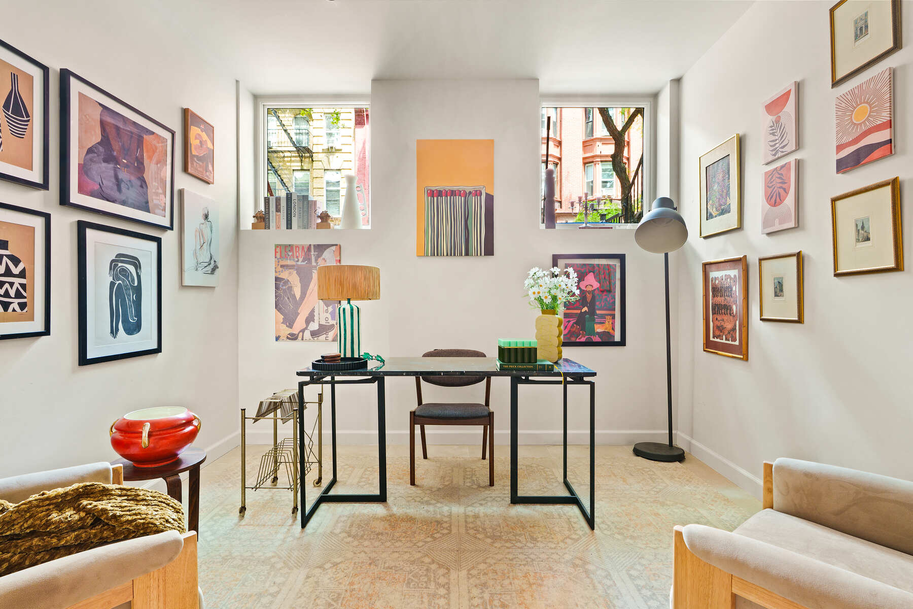 Art-filled sitting room at 436 State Street