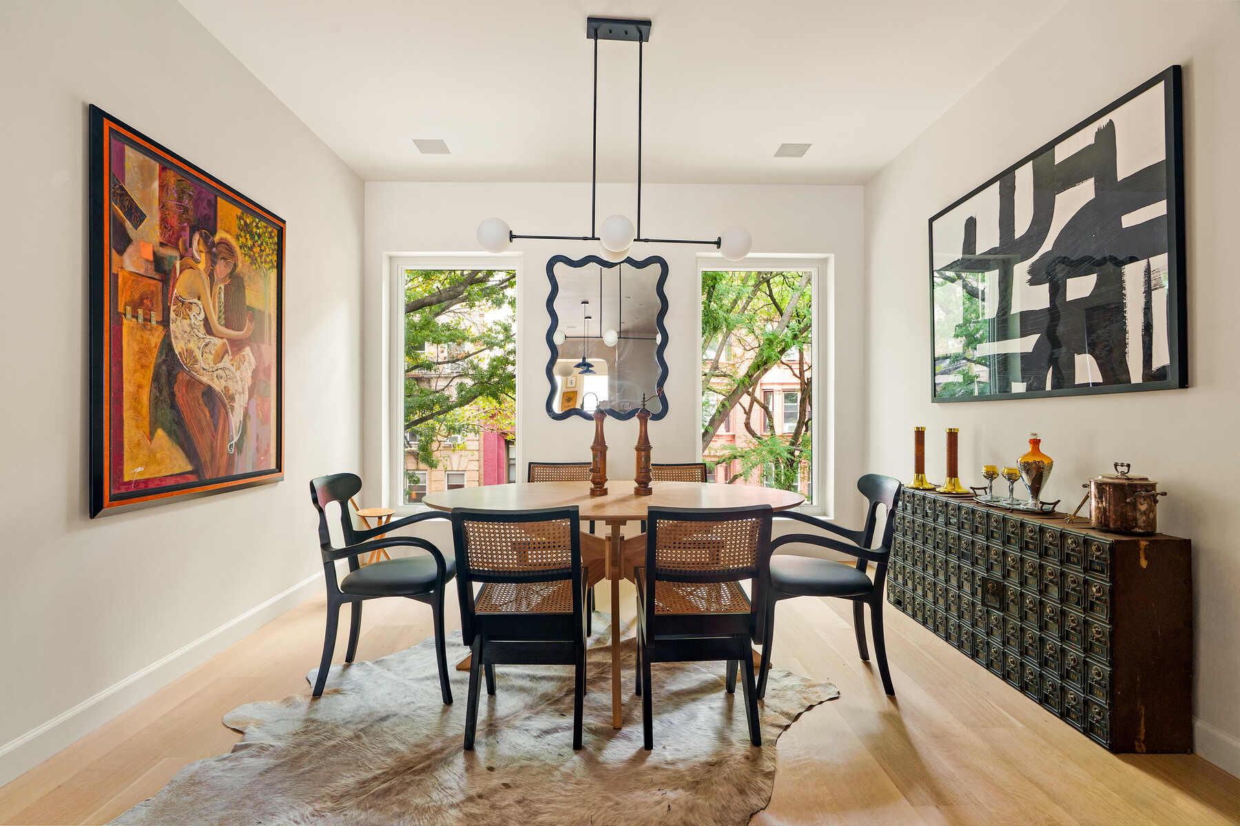 Art-filled dining room at 436 State Street