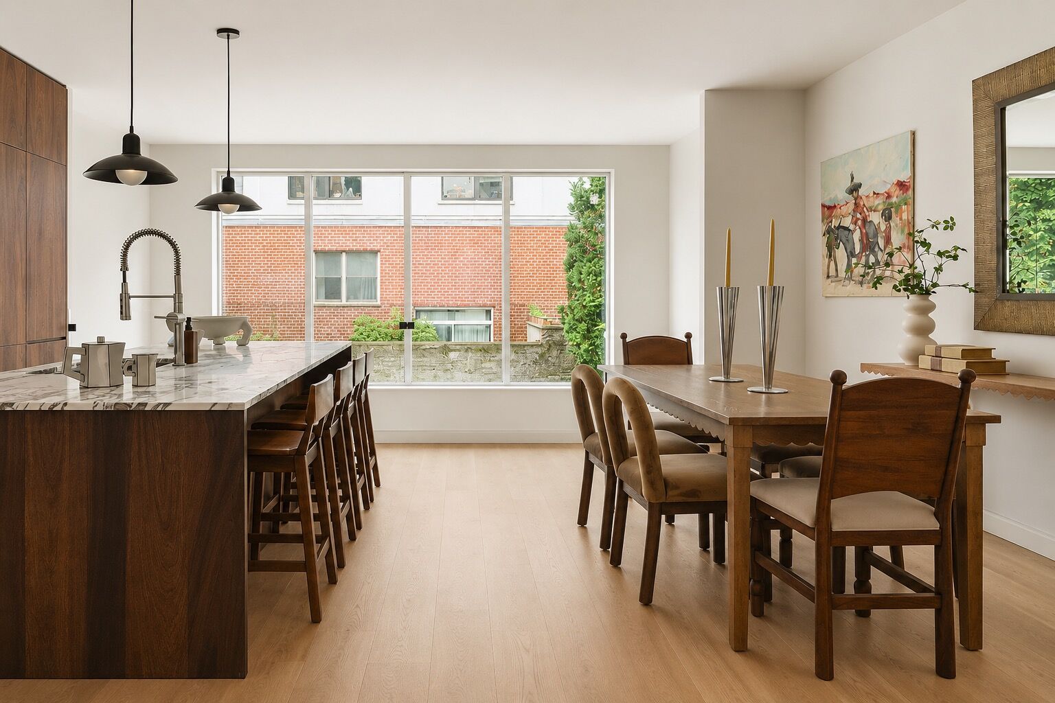 Kitchen and dining room opening to the garden at 436 State Street