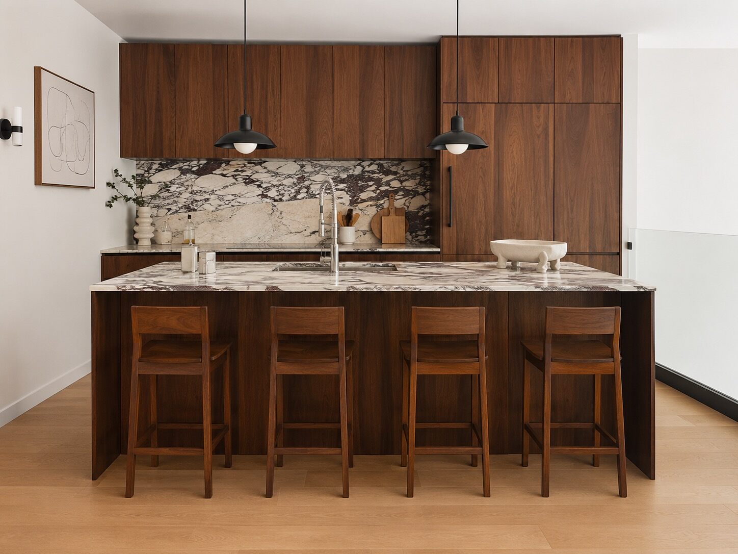 Walnut kitchen island at 436 State Street