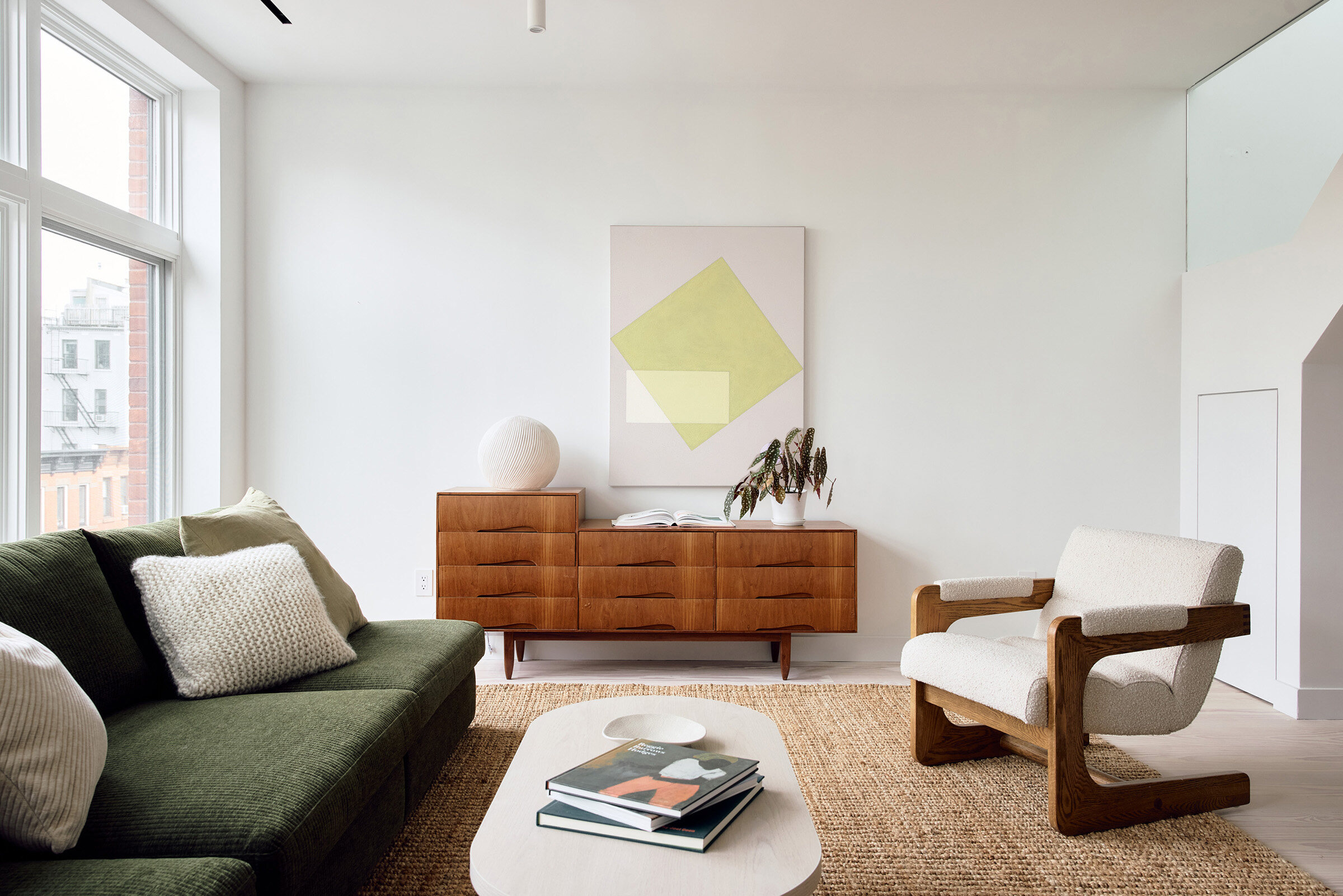 Living room with custom millwork at 44 Garfield Place