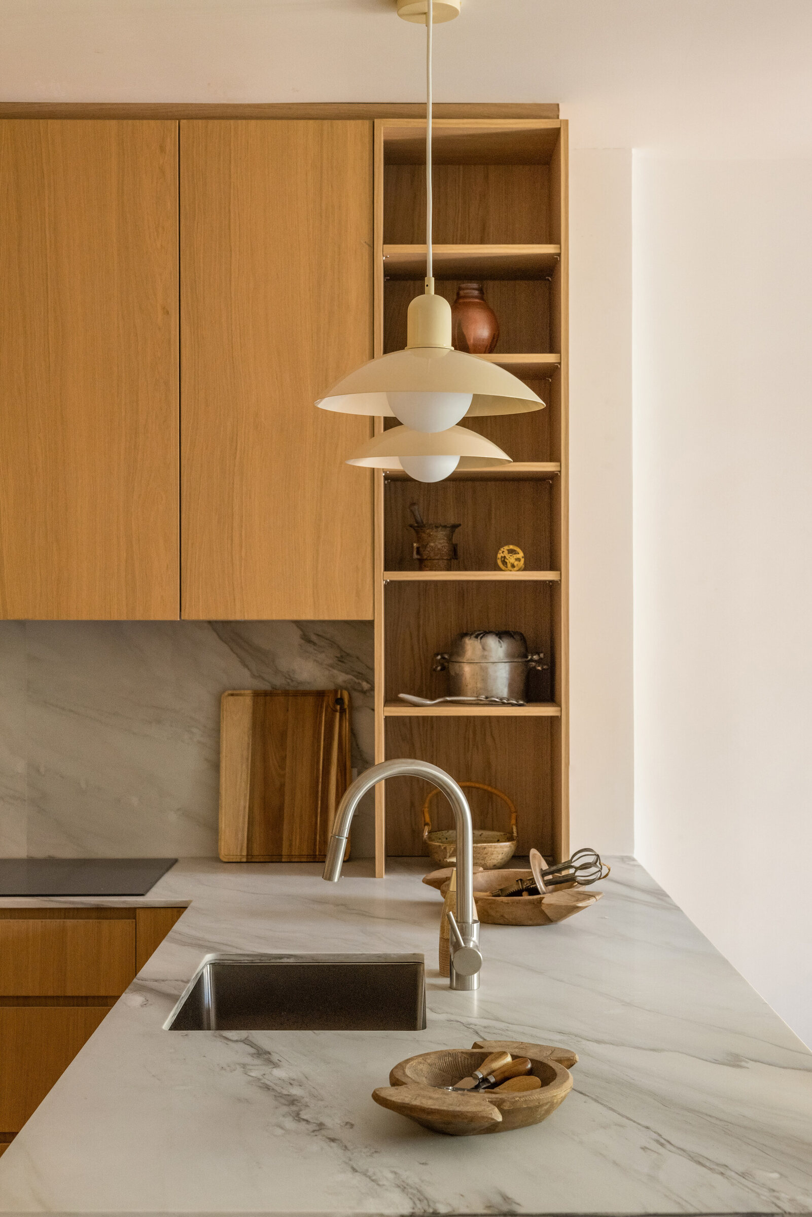 Marble counter and oak kitchen detail at 591 10th Street
