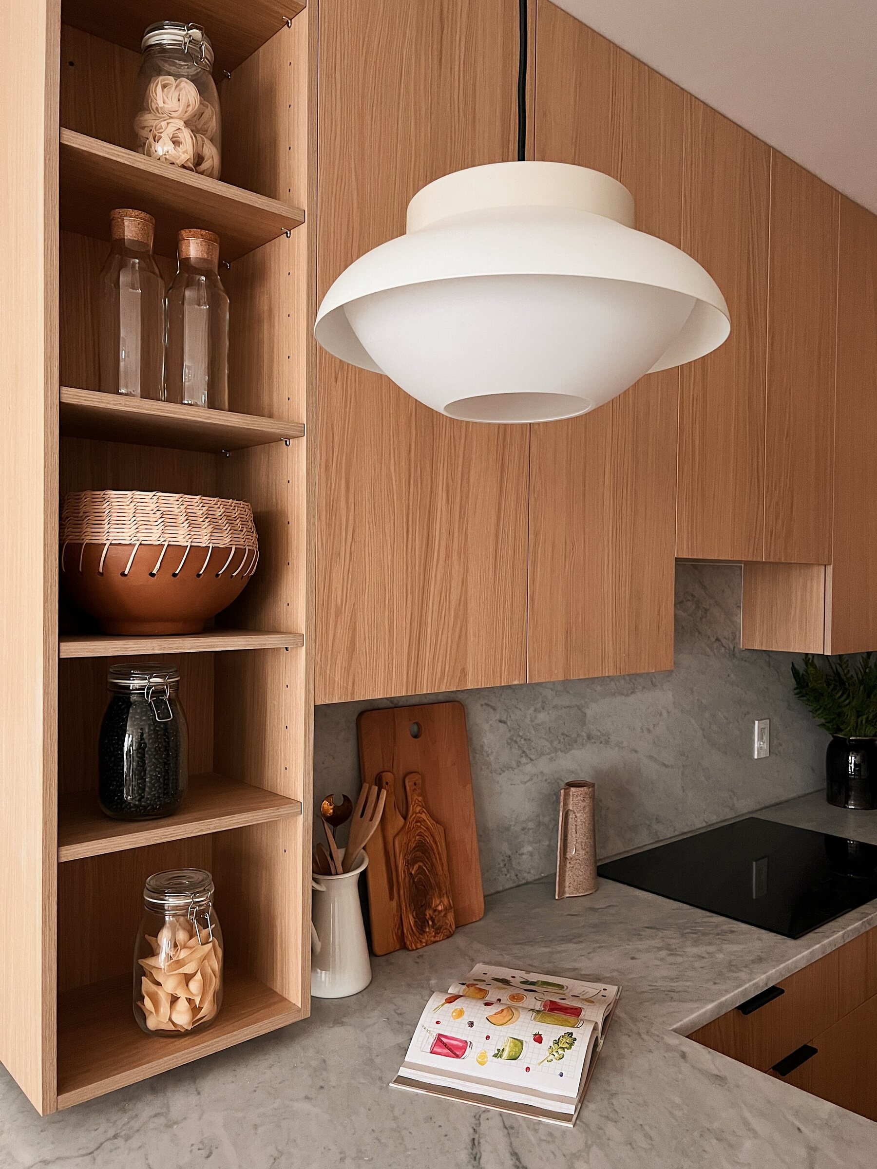 Wood kitchen cabinetry detail at 708 Degraw Street